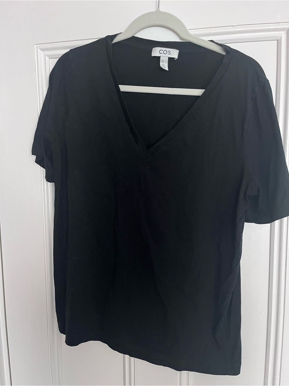 COS Black V-Neck Short Sleeve Tee